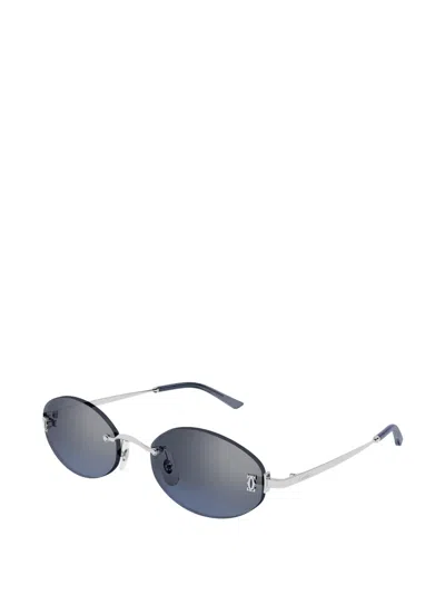 Cartier Rimless Oval-frame Sunglasses In Silber