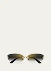 Cartier Rimless Panther Metal Alloy Cat-eye Sunglasses In 001 Smooth Golden