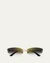 Cartier Rimless Panther Metal Alloy Cat-eye Sunglasses In Smooth Golden Finish