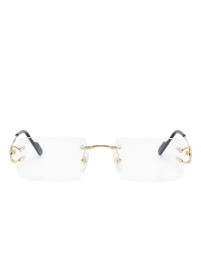 Cartier Rimless Rectangle-frame Glasses In Gold
