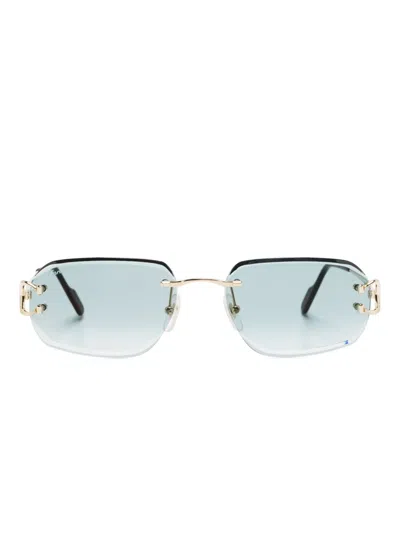 Cartier Rimless Rectangle-frame Sunglasses In Gold