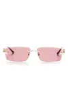 Cartier Rimless Rectangle Sunglasses In Brown
