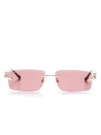 Cartier Rimless Rectangle Sunglasses In Brown