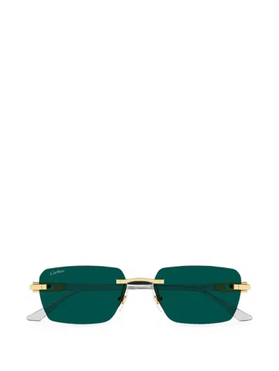 Cartier Rimless Rectangle-frame Sunglasses In Gold