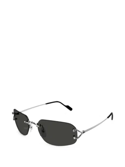 Cartier Rimless Rectangle-frame Sunglasses In Metallic