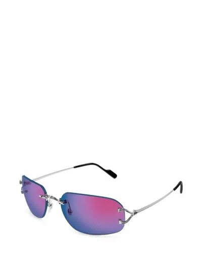 Cartier Rimless Rectangle-frame Sunglasses In Multi