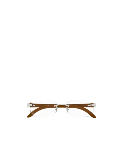 Cartier Rimless Rectangular Glasses In Gold
