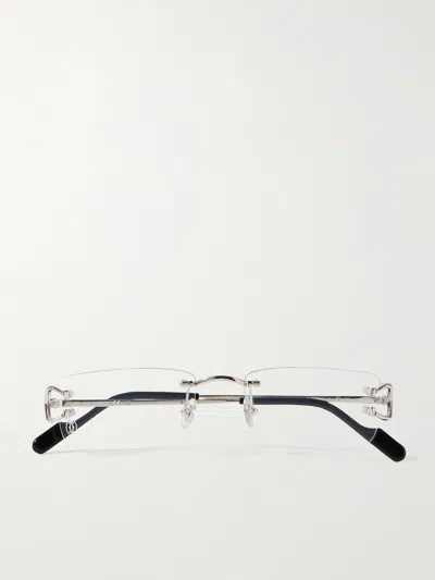 Cartier Rimless Rectangular-frame Silver-tone Optical Glasses