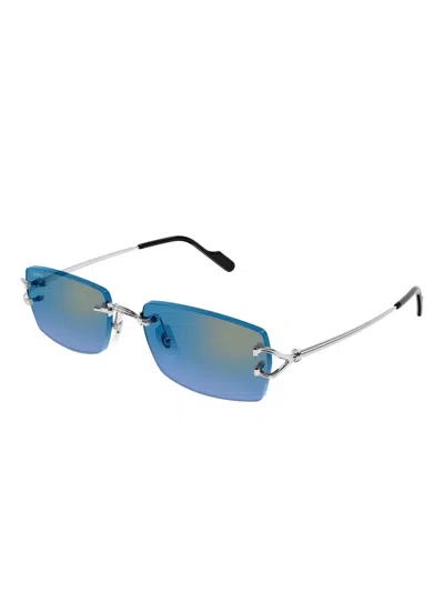 Cartier Rimless Round-frame Sunglasses In Brown