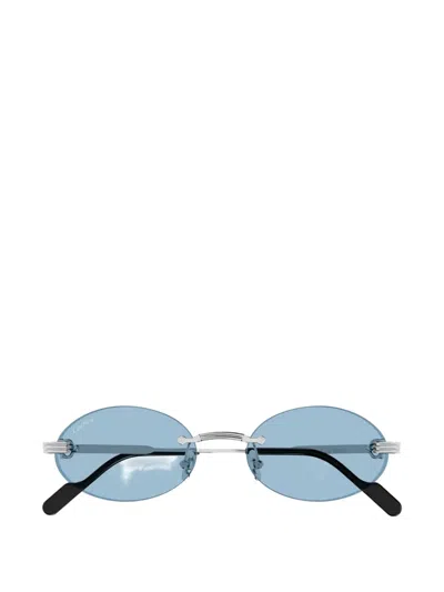 Cartier Rimless Round-frame Sunglasses In Silver