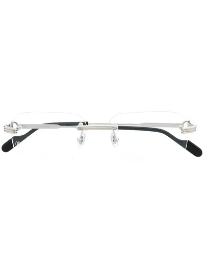 Cartier Rimless Square-frame Glasses In Silver