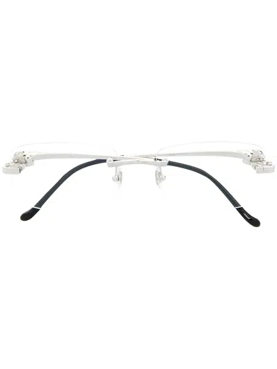Cartier Rimless Square Frame Glasses In Silver