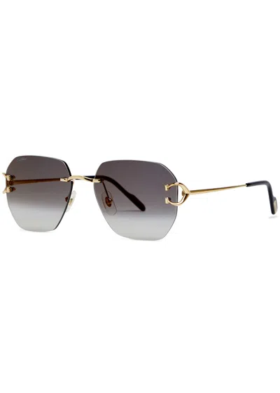 Cartier Rimless Square-frame Sunglasses In Black