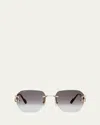 Cartier Rimless Square Metal Sunglasses In Smooth Golden Finish