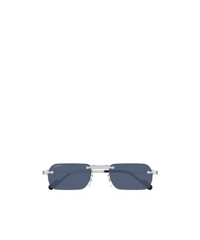 Cartier Rimless Sunglasses In Blue
