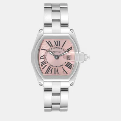 Pre-owned Cartier Roadster Small Pink Dial Steel Ladies Watch W62017v3