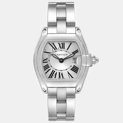 Pre-owned Cartier Roadster Small Silver Dial Steel Ladies Watch 30 Mm
