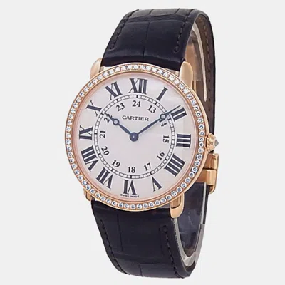 Pre-owned Cartier Ronde Louis Wr000651 Manual Winding Silver 18k Rose Gold Men's Wristwatch 36 Mm