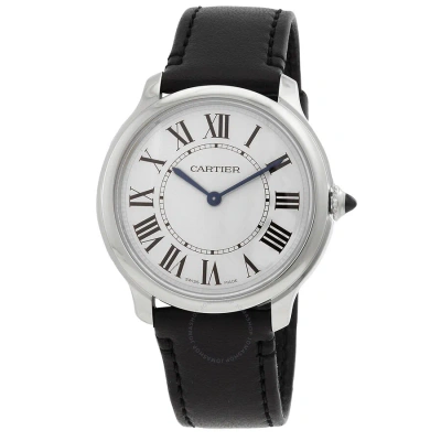 Cartier Ronde Must De  Quartz Silver Dial Men's Watch Wsrn0031 In Black