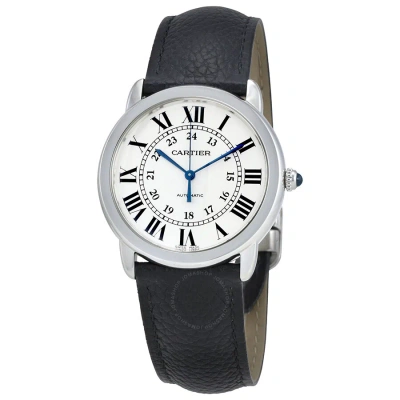 Cartier Ronde Solo Automatic Silver Opaline Dial Ladies Watch Wsrn0021 In Black
