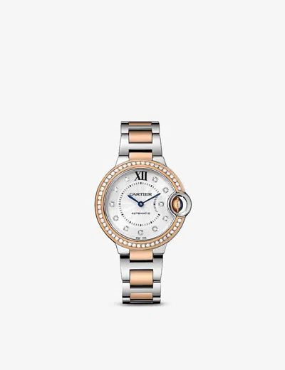 Cartier W3bb0023 Ballon Bleu De  18ct Rose-gold, Stainless-steel And 0.63ct Brilliant-cut Diamond Aut In Rose Gold And Steel