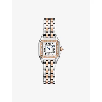 Cartier Rose Gold Crw3pn0014 Panthère De  Small 18ct Rose-gold, Steel And Diamond Quartz Watch