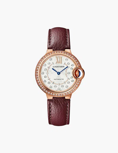 Cartier Rose Gold Crwjbb0084 Ballon Bleu De  Rose-gold, 0.79ct Diamond, 0.36ct Sapphire And Leather A