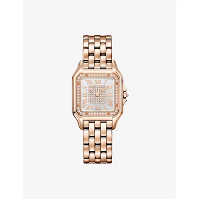 Cartier Wjpn0063 Panthère De  Watch Medium 18ct Rose-gold And 0.28ct Brilliant-cut Diamond Quartz Wat