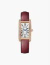 Cartier Rose Gold Crwjta0048 Tank Américaine Small 18ct Rose-gold, 0.96ct Brilliant-cut Diamond And Leather In Rose Gold