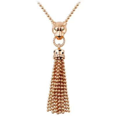 Cartier Rose Gold, Diamond, Garnet And Onyx Panthère De  Necklace
