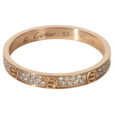 Pre-owned Cartier Rose Gold Diamond Mini Model Love Ring In Red