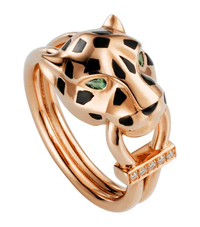 Cartier Rose Gold, Diamond, Tsavorite And Onyx Panthère De  Ring