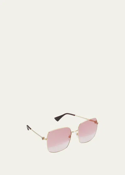 Cartier Logo-engraved Square-frame Sunglasses In Gold