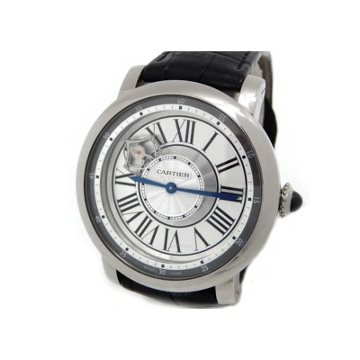 Cartier Rotonde De  Astrotourbillon 18 Kt White Gold Men's Watch W1556204 In Black