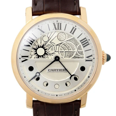 Cartier Rotonde White Galvanized Guilloche Dial Men's Watch W1556243 In Black