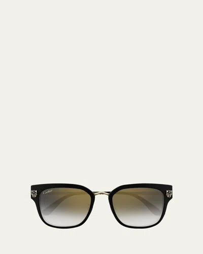 Cartier Round Acetate Sunglasses In Black