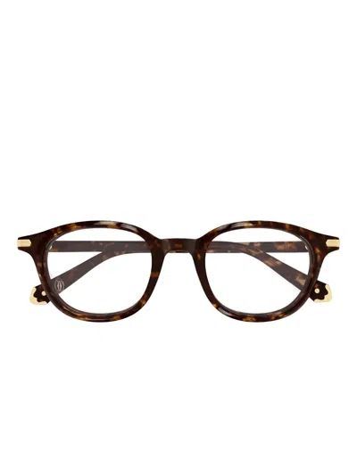 Cartier Brille Mit Rundem Gestell In Brown