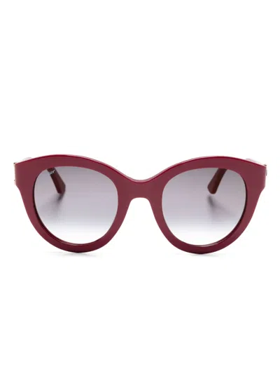 Cartier Logo Plaque Round-frame Glasses In Violett