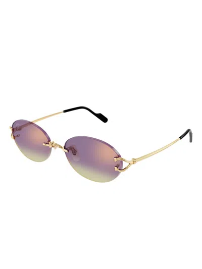 Cartier Round-frame Sunglasses In Gold