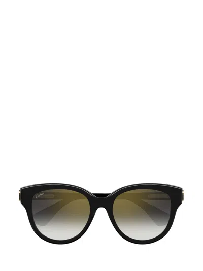 Cartier Round Frame Sunglasses In Black