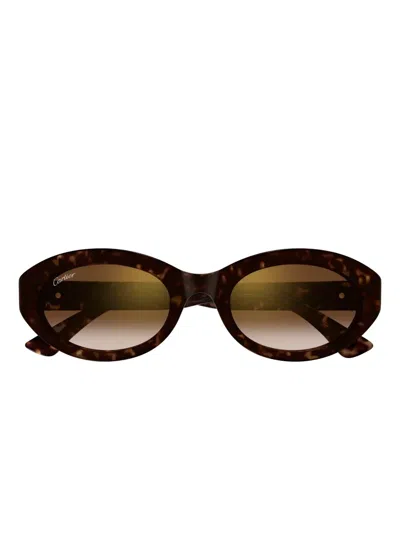 Cartier Round-frame Sunglasses In Brown