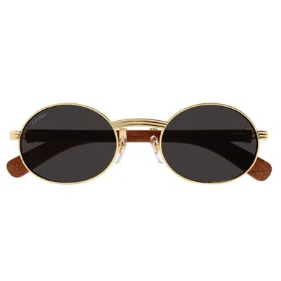 Cartier Round Frame Sunglasses In Brown