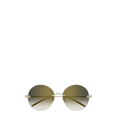 Cartier Round Frame Sunglasses In Green