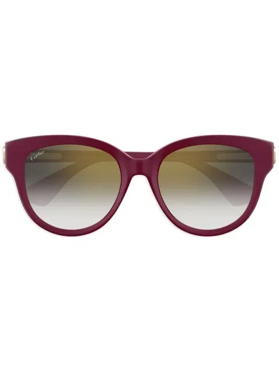 Cartier Round Frame Sunglasses In Red