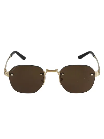 Cartier Round Lens Rimless Sunglasses In Animal Print