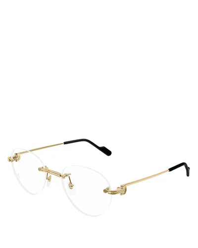 Cartier Round Optical Glasses, 52mm In Gold Gold Transparent