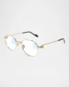 Cartier Round Photochromic Metal Sunglasses In Smooth Golden Finish