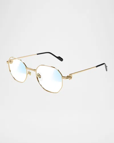 Cartier Round Photochromic Metal Sunglasses In Smooth Golden Finish