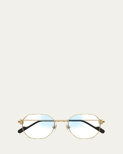Cartier Round Photochromic Metal Sunglasses In Smooth Golden Finish