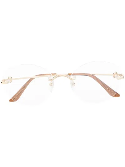 Cartier Round Rimless Optical Glasses In Gold